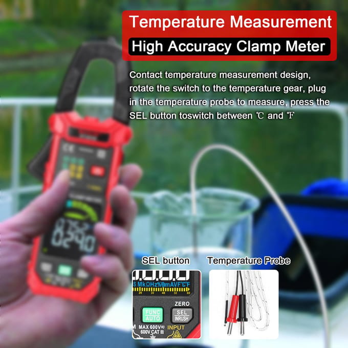 MAYILON Digitale Stroomtang Multimeter Multifunctioneel 600V Voltmeter Tester Ampère Volt Meter Automatisch Bereik veelkleurig