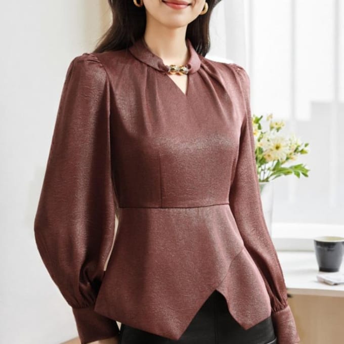 Lente Dames Lente High-end Shirt Temperament Chic Mooi Shirt Temperament Taille Pullover 3XL gray