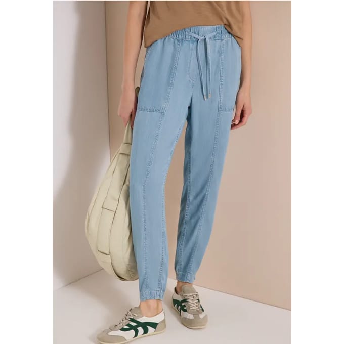 Mid Waist Slim Legs broek in een gewassen look