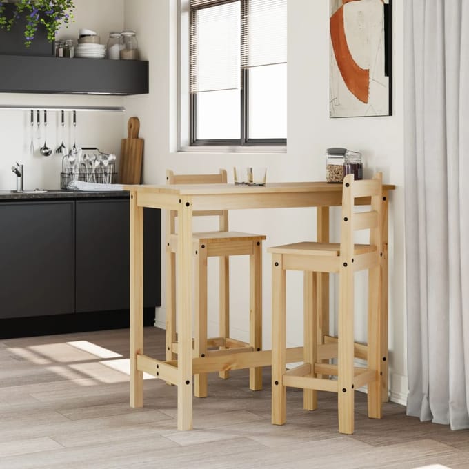 vidaXL - 3-delige - Barset - massief - grenenhout