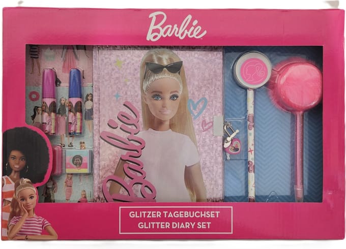 Barbie glitterdagboek met accessoires