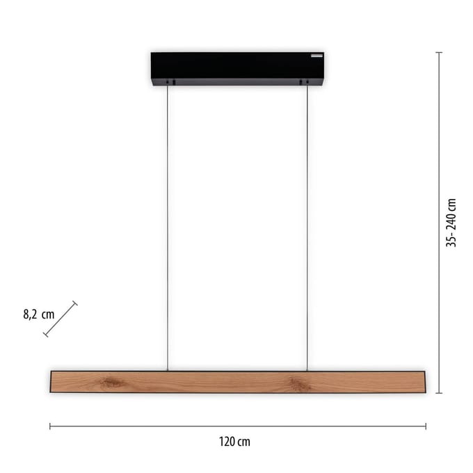 LED hanglamp PURE E-Motion, eiken/zwarte parel, CCT