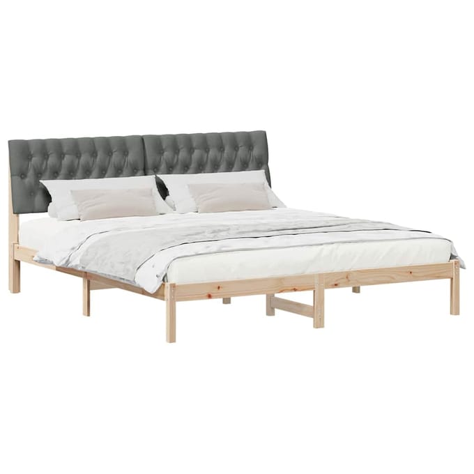 vidaXL - Bedframe - met - Gevoerde - Hoofdbord - Bruin - 180 - x - 200 - cm