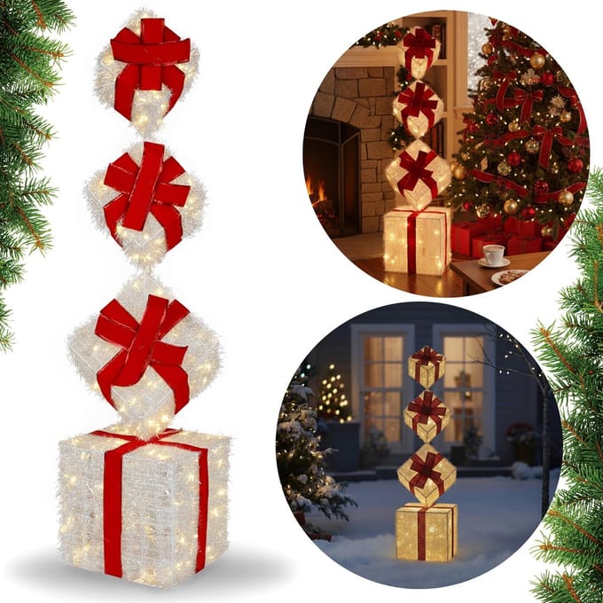 STAANDE decoratieve CADEAUS, 70 stuks LED-lampjes, kerstversiering, GROOT 100 cm