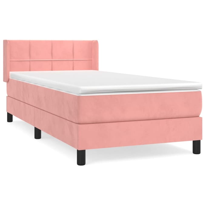 vidaXL - Boxspring - met - matras - fluweel - roze - 80x200 - cm