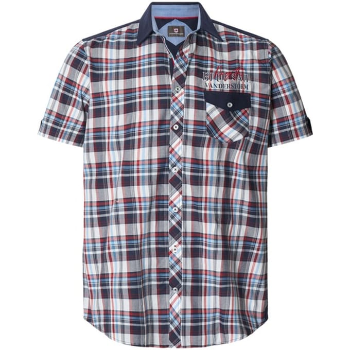 Jan Vanderstorm herren Overhemd Met Korte Mouwen - 51/52 - donkerblauw - Plus Size