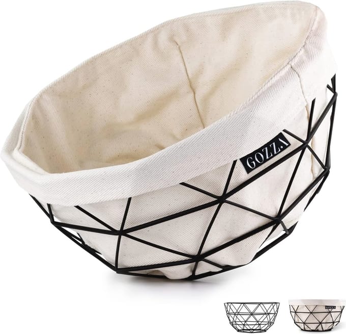 2-in-1 Fruitmand en Broodmand met Robuuste Canvas Inleg – Modern Design voor Thuis