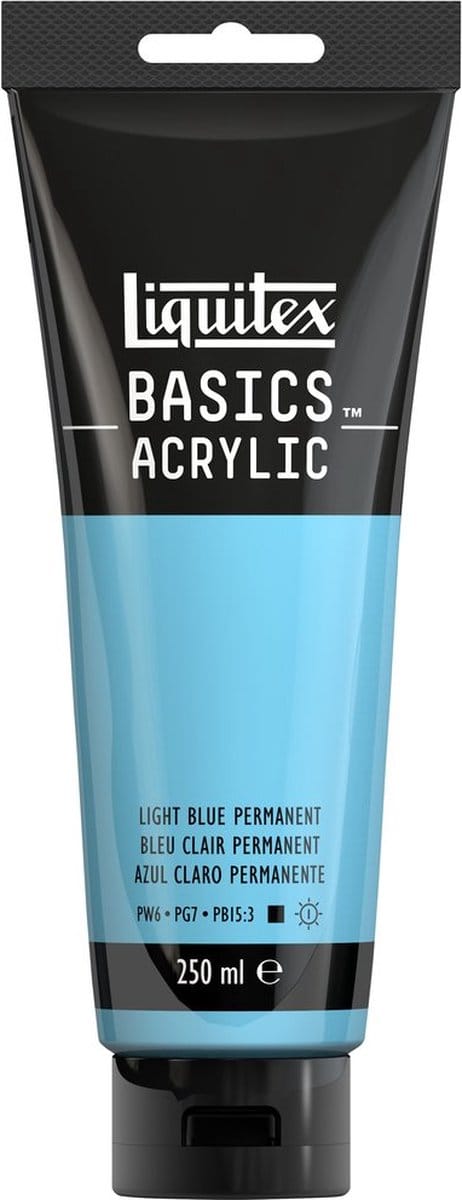 Liquitex 88700247 Basics Acrylverf Permanent Light Blue Permanent – 250 ml | Kunstenaars Acrylverf | Middelmatige Viscositeit | Heldere Blauwtint voor Schilderen & Canvas