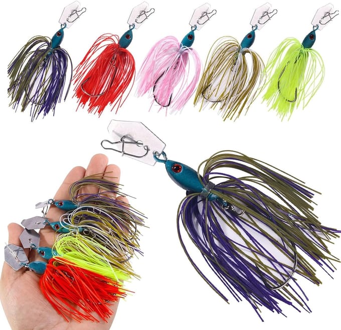HUSOUE Barsch Köder, set van 6 stuks vissnaar Hecht Spinnerbait kunstaas Gummifische Zander kunstköder vissnaar set - ShopVlot