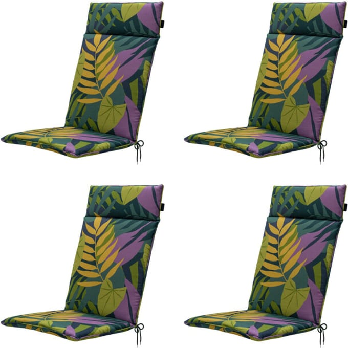Madison - Tuinstoelkussen Hoge Rug Iven green - Ca. 120x50 cm - Set van 4