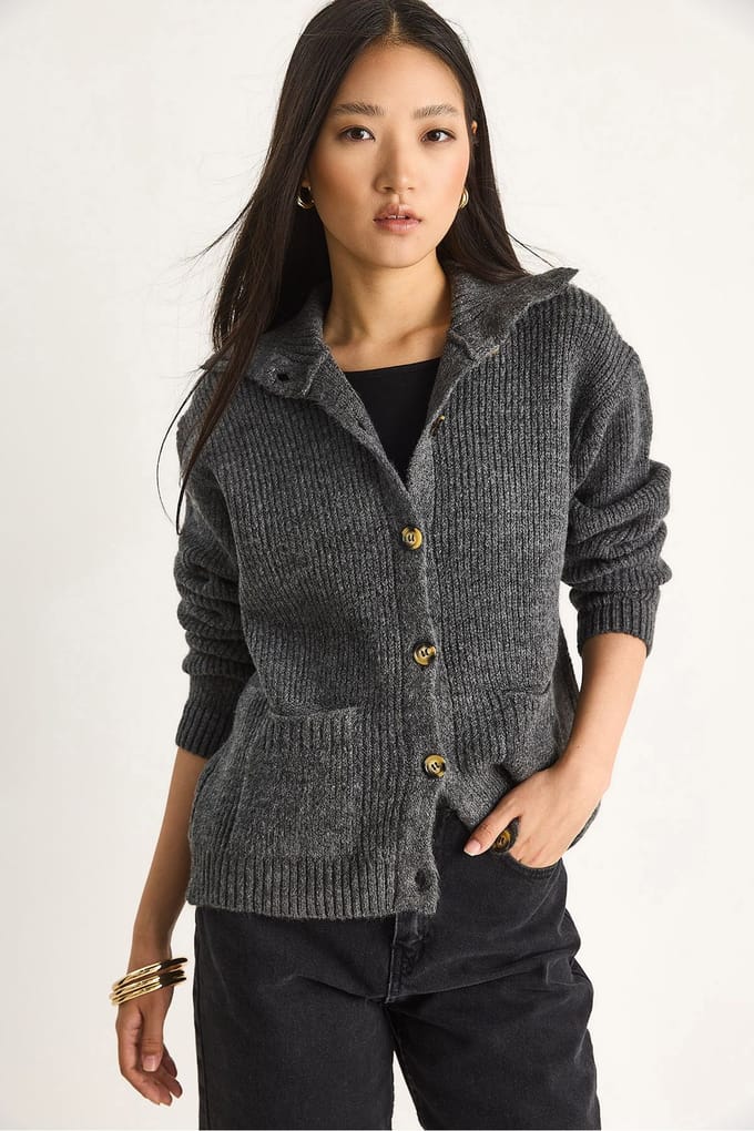 Textured Knitwear Lange Mouwen Cardigan