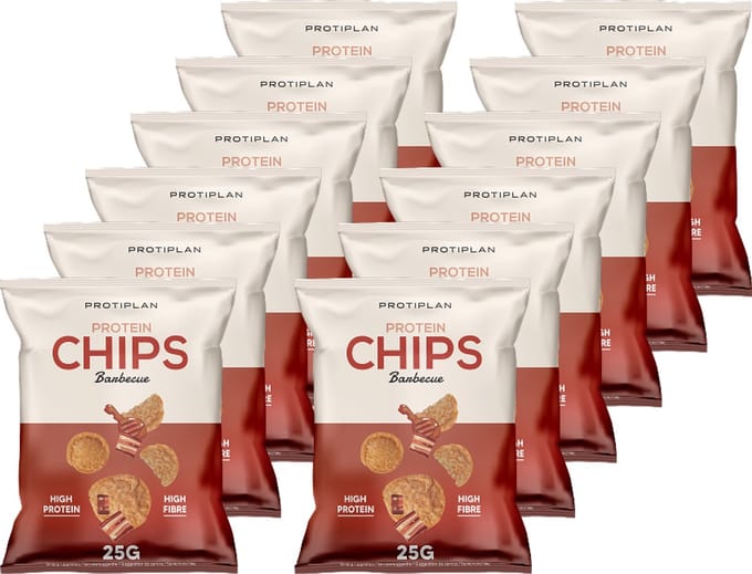 Protiplan - Protein Chips Barbecue - 12 stuks - 12 x 25 g - Low carb snack - Eiwitrepen