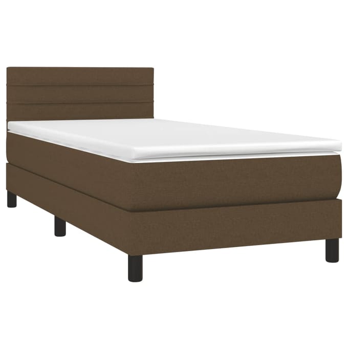 vidaXL - Boxspring - met - matras - en - LED - stof - donkerbruin - 80x200 - cm