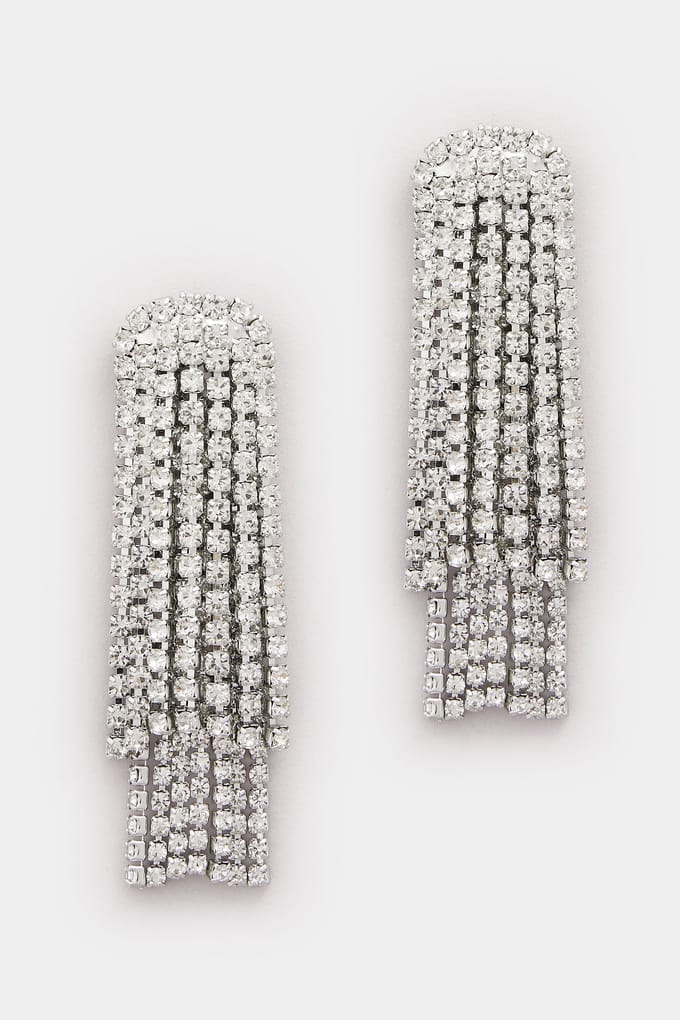 Yours Zilverkleurige Diamanten Oorhangerssize One Size