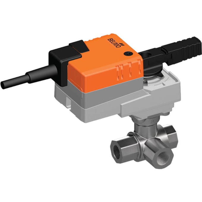 Belimo 3-Weg Kogelkraan Rp1 Kvs10 24VAC/DC 90s BACnet/Modbus 5Nm IP40 R3025-BL2/VLR24A-LP1