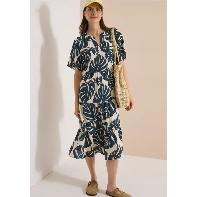 Midijurk met split in de hals en print