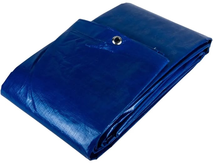 Afdekzeilwinkel - 4x6 blauw 100gr afdekzeil met zeilringen - bouwzeil