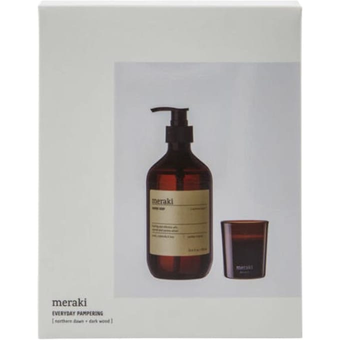 Gift box Meraki Northern Dawn Hand soap + Dark Wood candle