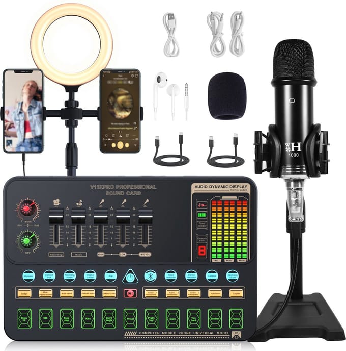 Bovista Audio Mixer - Mengpaneel - DJ - Mixer - Gaming - Met LED Lamp - Met Microfoon - Set