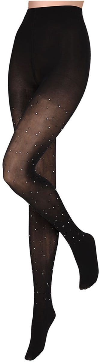 Panty met Strass-steentjes zwart 100den S/M