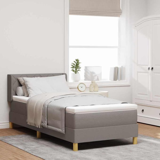 vidaXL - Boxspring - bed - met - hoofdeinde - Taupe - 200 - x - 90 - cm - Stof