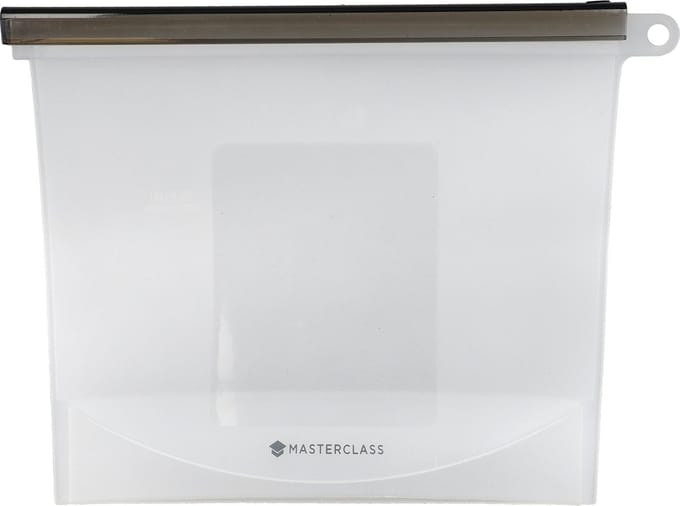 KitchenCraft MasterClass Herbruikbare Siliconen Voedselzak van 1 Liter - 100% Recyclebaar 23,5 x 3 x 17,4 Centimeter Kleurloos