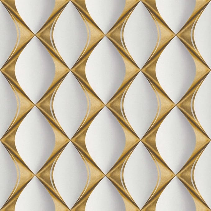 GRAFISCH 3D BEHANG | Optische Illusie - goud wit grijs - A.S. Création My Home My Spa