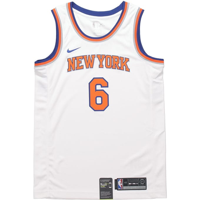 Nike Kristaps Porzingis Knicks Thuisjersey Heren Jerseys Wit 864435-100 S gray