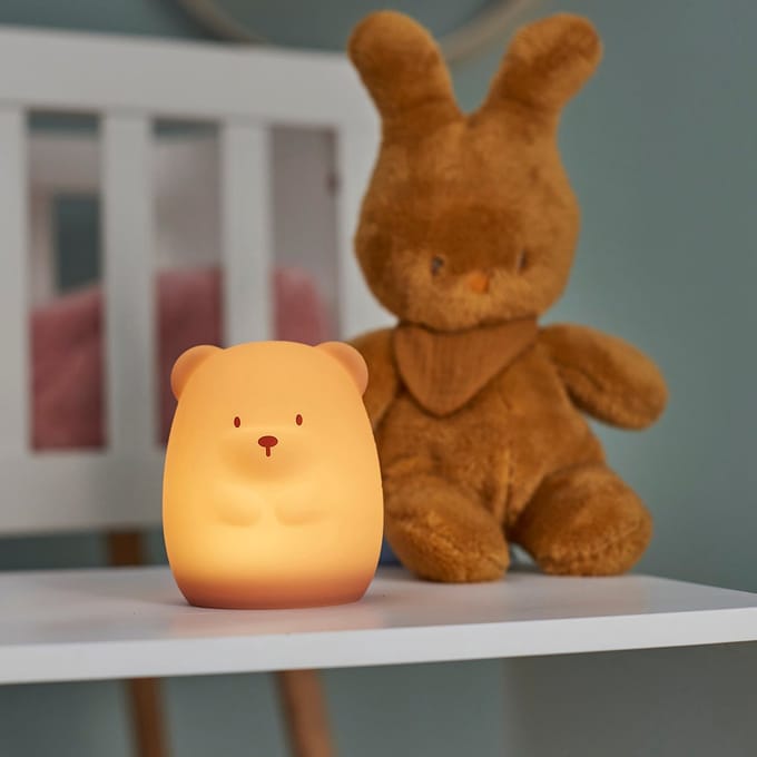 Nattou Silicone - Nachtlamp voor Baby's - Beer - 11 cm - Oranje