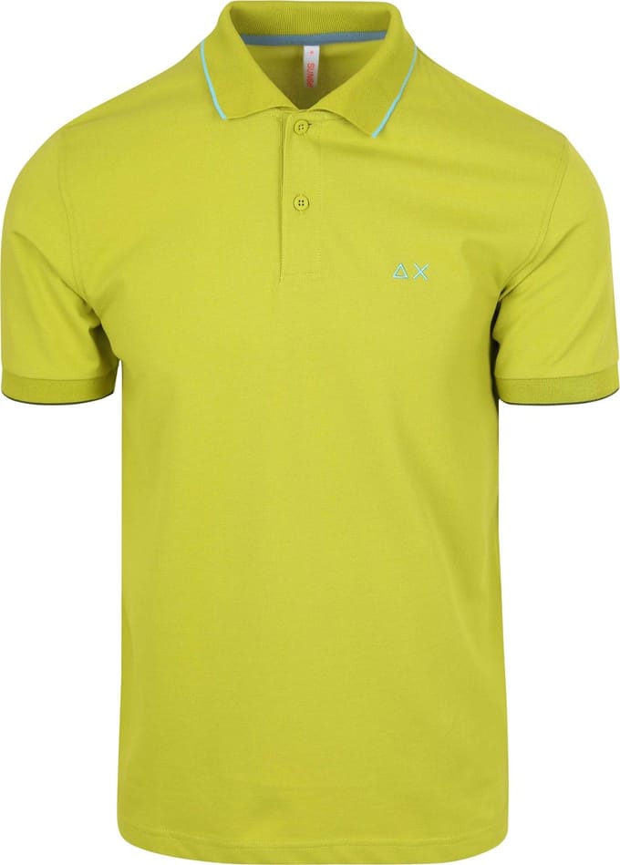 Sun68 Poloshirt Small Stripe Collar Lichtgroen - Maat M - Heren