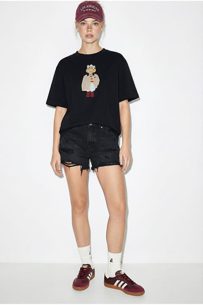 Geborduurd Crew Neck Relaxed Fit T-Shirt