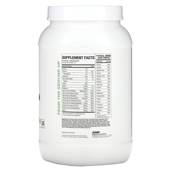 Raw Nutrition, Protéine Végane, Beurre de Cacahuète, 1,81 lb (825 g)