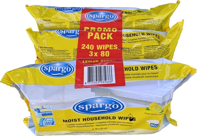 Spargo vochtige schoonmaakdoekjes Citroen - 3x80 = 240 wipes