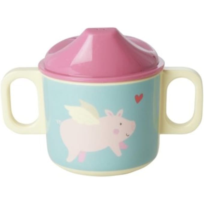 Rice melamine baby beker cute pigs in space