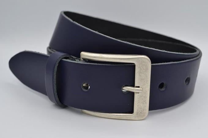 4cm brede marine blauwe echt lederen jeans riem maat 85