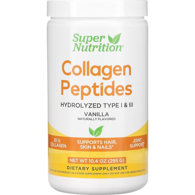 Super Nutrition, Peptides de Collagène, Saveur Vanille, 10,4 oz (295 g)