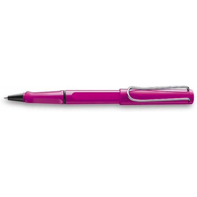Lamy rollerpen, model safari pink, met een uitwisbaar blauwe vulling