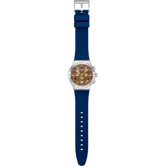 Swatch NEW IRONY CHRONO SIDEREAL GLOW Blauw Polshorloge, YVS534, Unisex, brown