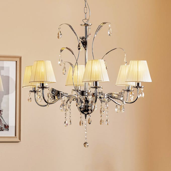ONLI Kroonluchter Jacqueline, 6-lamps, wit