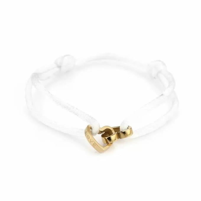 Bijoutheek Armband (Sieraad) Touw Hartjes Vriendschap White