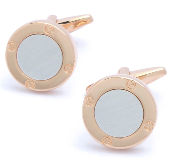 Manchetknopen - Patrijspoort Zilver en Rose Goud