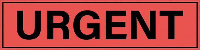 Urgent sticker, oranje zwart 200 x 50 mm