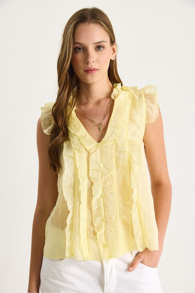 Rimpel Drapé V-hals Blouse