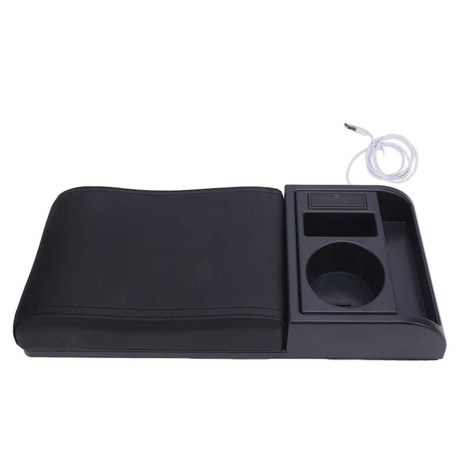 Middenconsole Armsteun Doos Cover Verstelbare Lengte met USB-Oplaadpoort Bekerhouder Universele Pasvorm