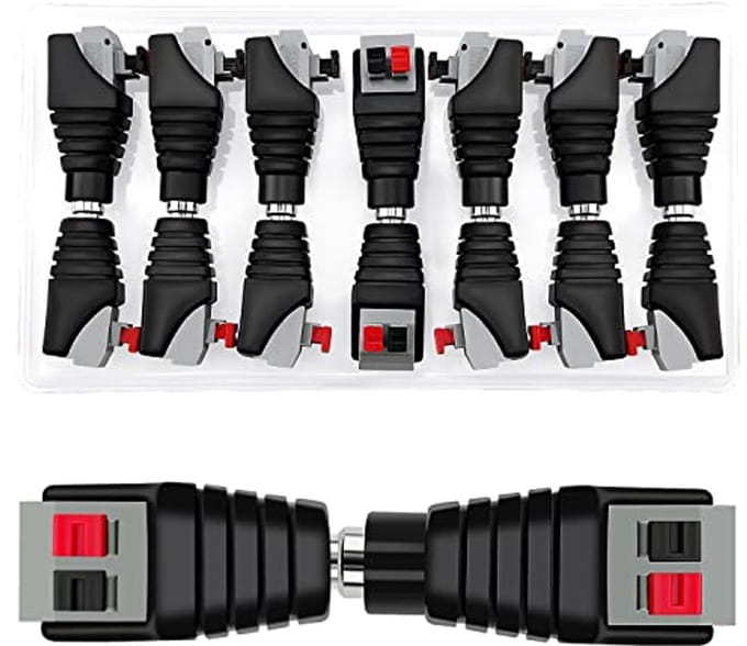 7 Paar DC-connector Drukadapters 2.1 x 5.5mm voor CCTV Camera en LED Strips