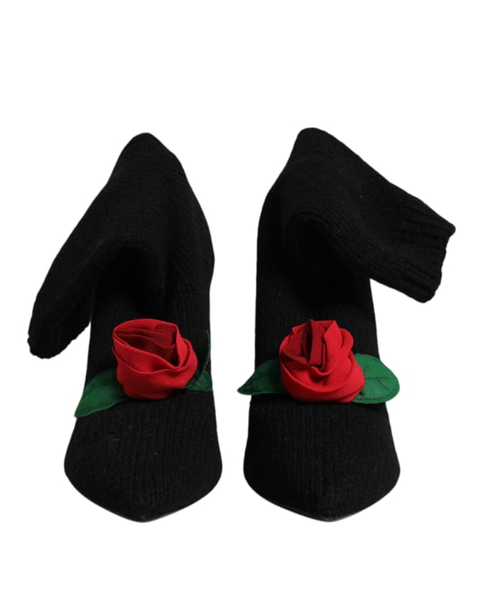 Dolce & Gabbana Zwarte Stiletto Hakken Mid Calf Laarzen Schoenen