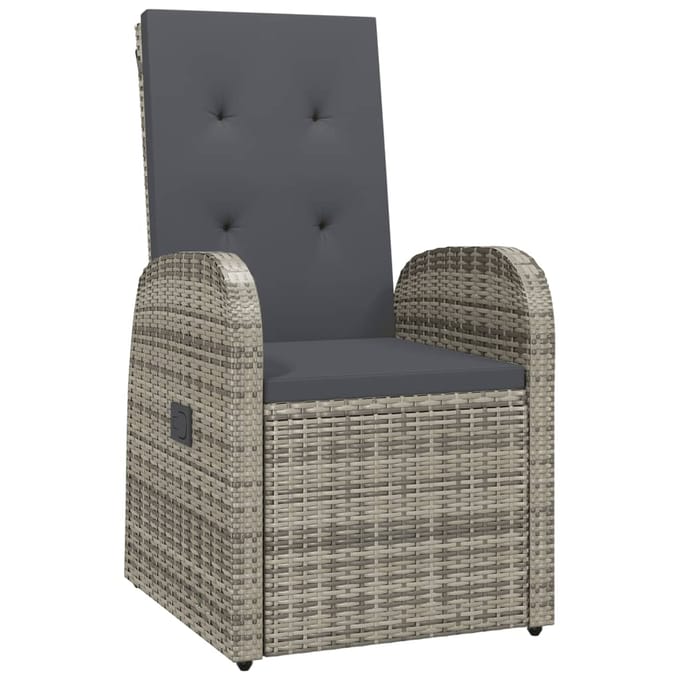 vidaXL - 7-delige - Tuinset - met - kussens - poly - rattan - grijs
