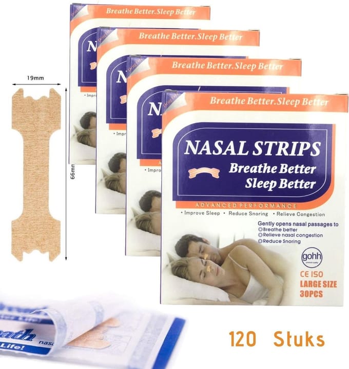 Neusstrips 120 stuks (Large) Beter Ademen Minder Snurken