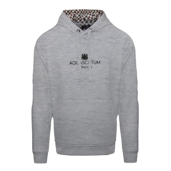 Aquascutum Heren Belettering Hoodie (Grijs)
