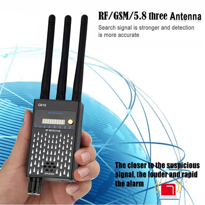 3 Antenne Professionele Anti Spy Detector RF CDMA Signaalzoeker Voor GSM Bug GPS Tracker Draadloze Verborgen Camera Afluisteren G619 goud
